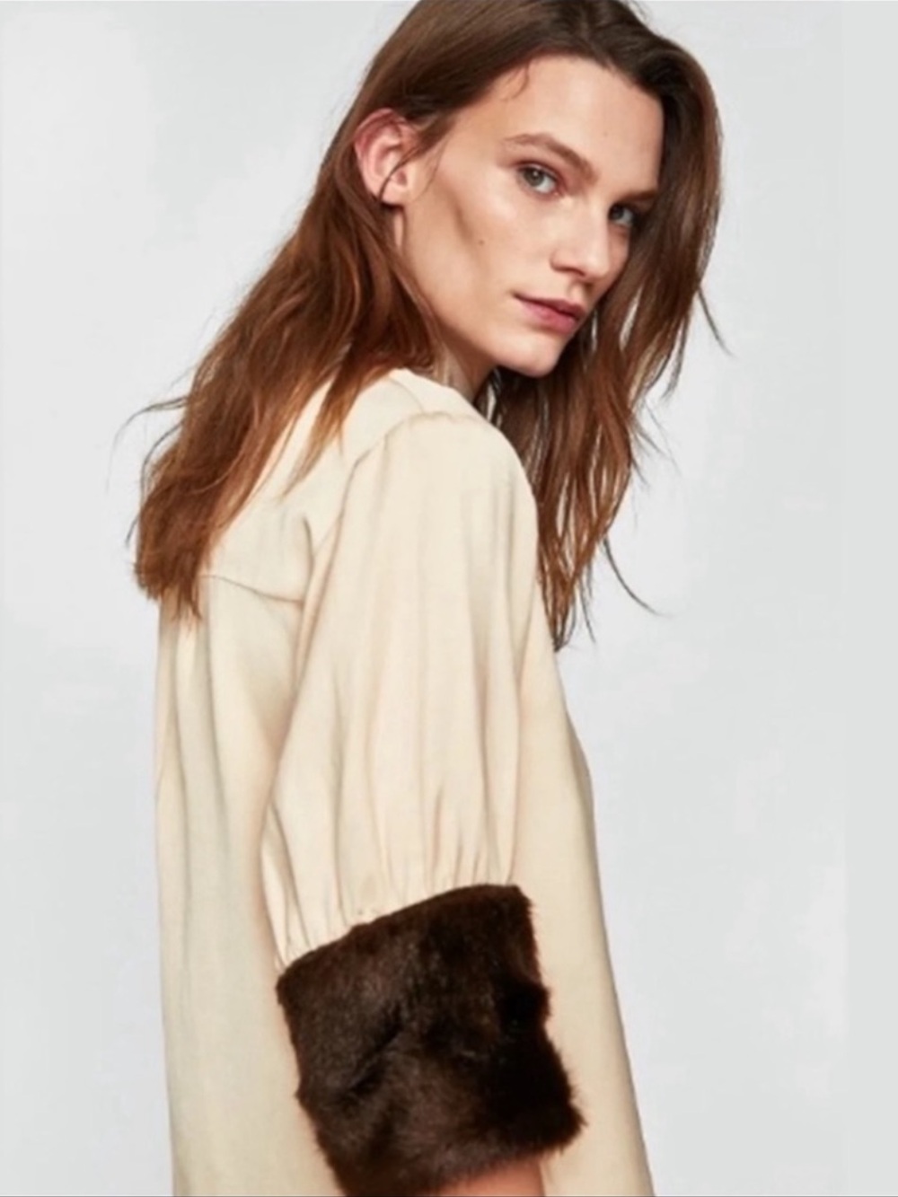 NWT Zara Faux Fur High Neck Top